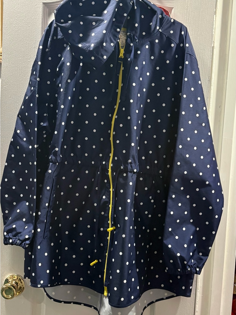 St. John's Bay Navy Polka Dot Raincoat with Yellow Trim